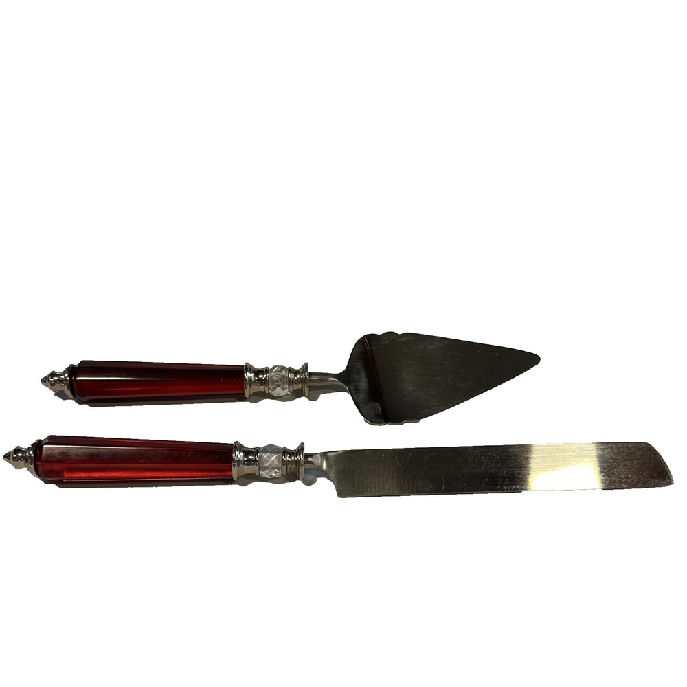 Lenox Red Jeweled Handle Cake Server And Pie Server Pair
